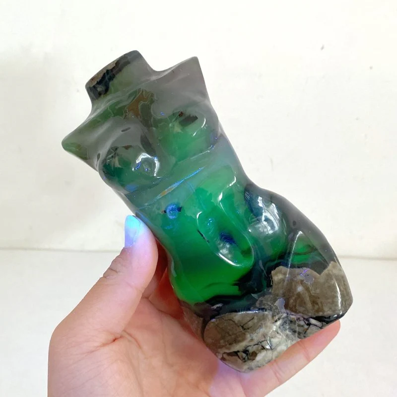 4 Pieces Volcano Agate Goddess Carving (UV-Reactive) - Image 4