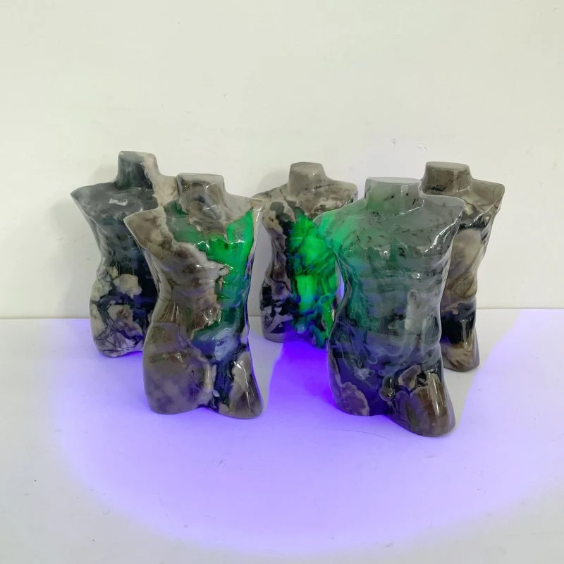 5 Pieces Volcano Agate Male Body Carving (UV-Reactive) - Image 2