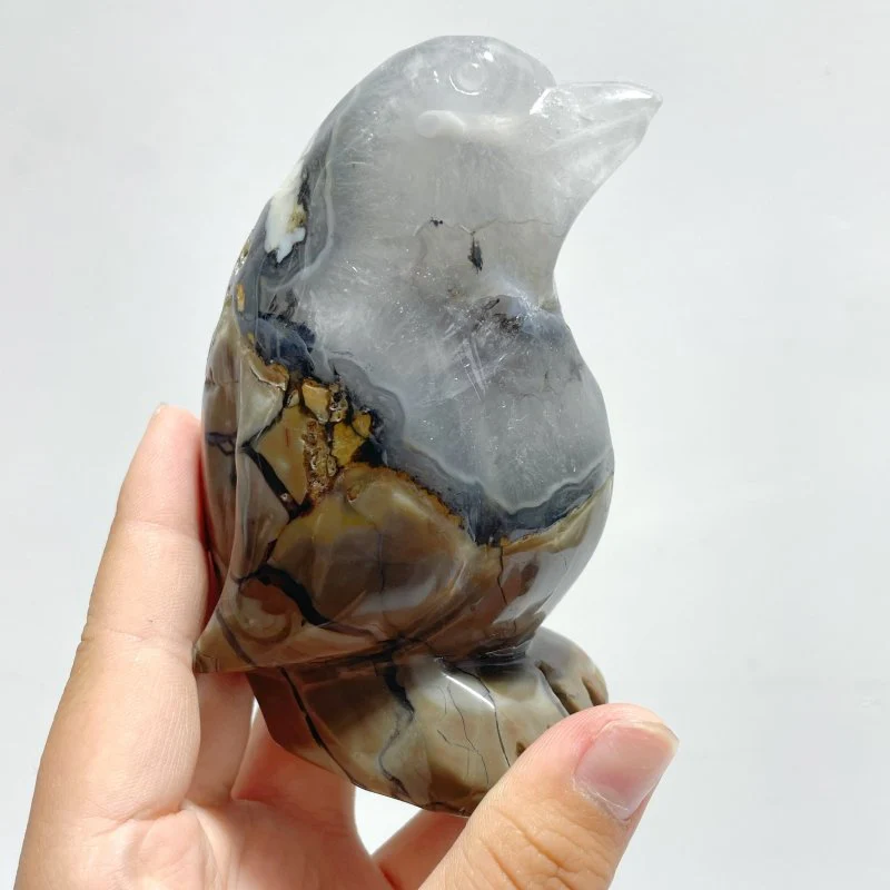 5 Pieces Volcano Agate Penguin Carving(UV-Reactive) - Image 2