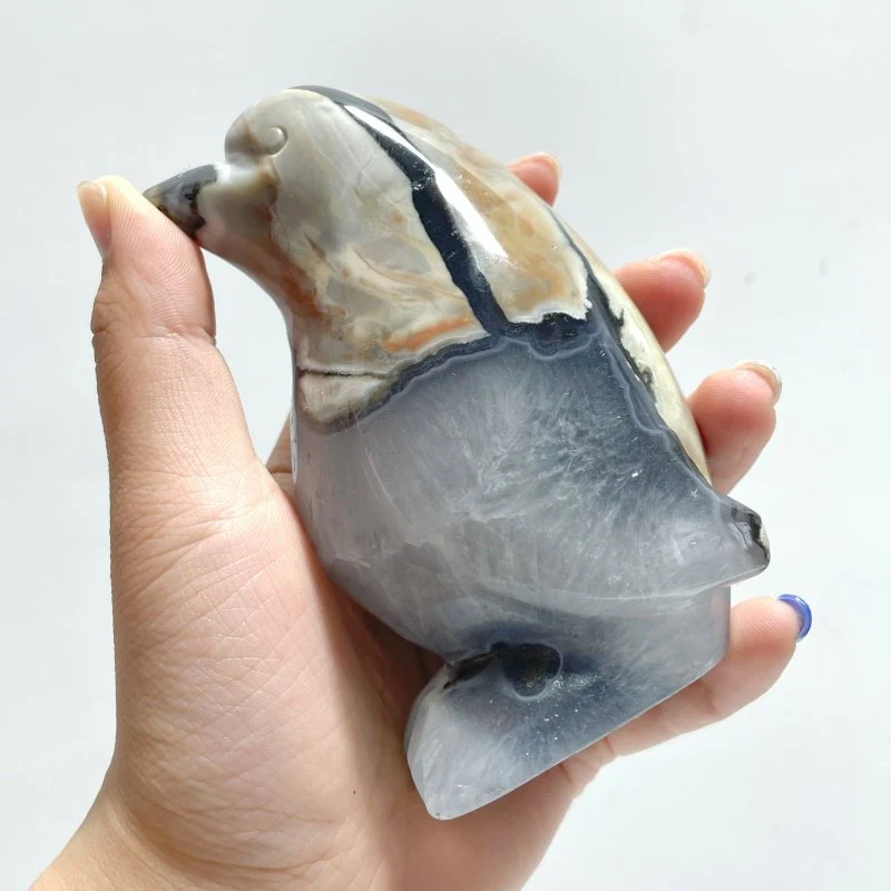 5 Pieces Volcano Agate Penguin Carving(UV-Reactive) - Image 3