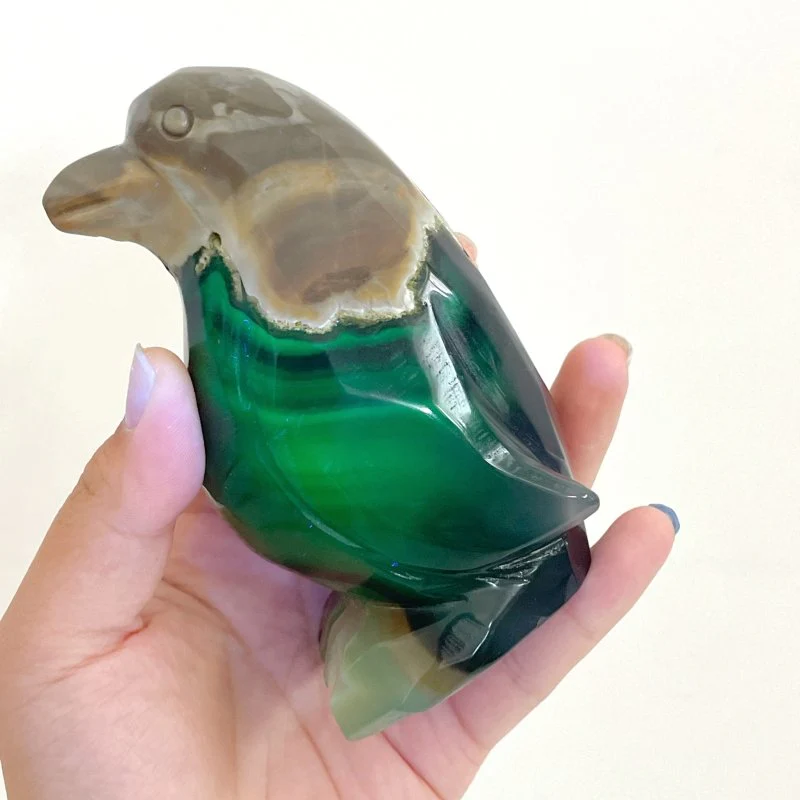 5 Pieces Volcano Agate Penguin Carving(UV-Reactive) - Image 4