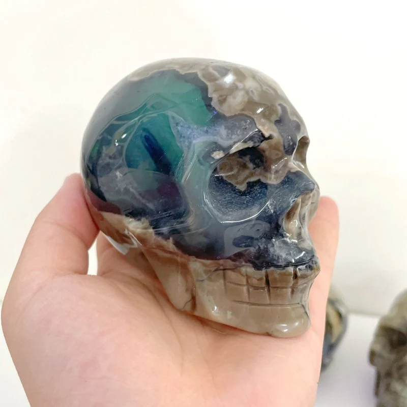 6 Pieces Volcano Agate Skull(UV-Reactive) - Image 3