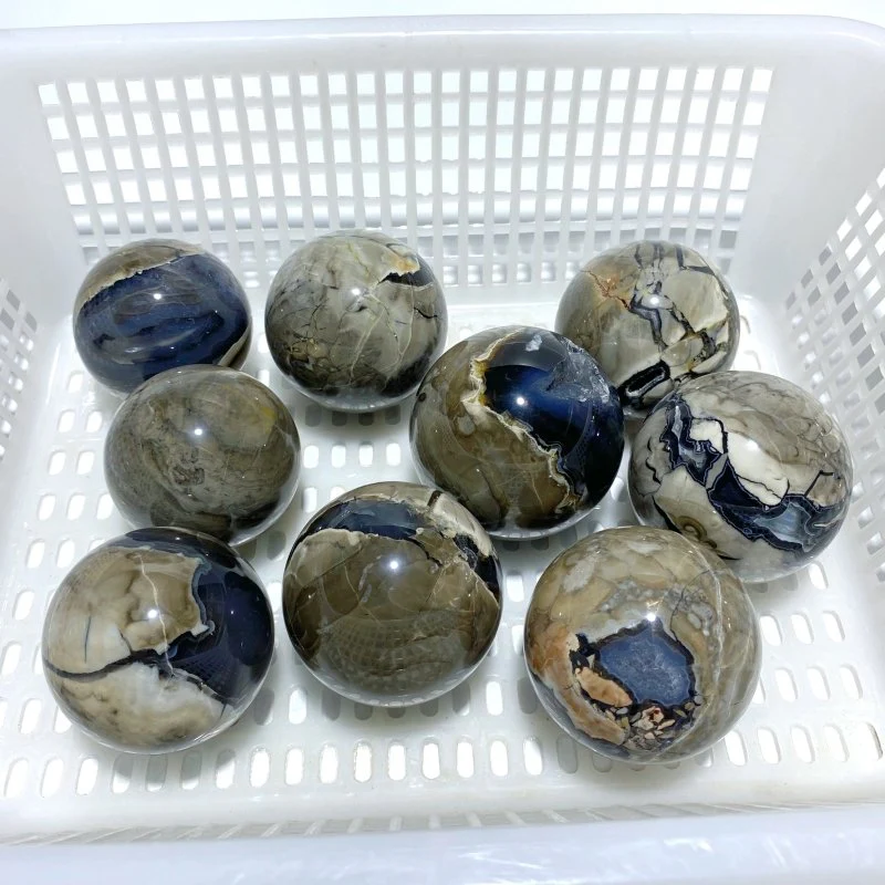 9 Pieces Volcano Agate Spheres Balls(UV-Reactive)