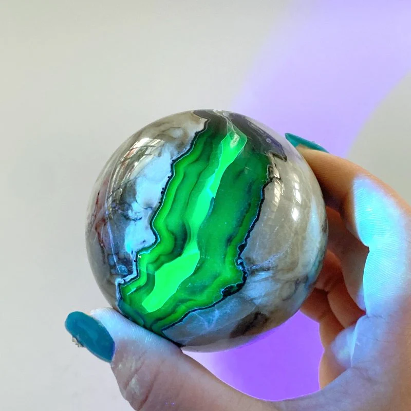 9 Pieces Volcano Agate Spheres Balls(UV-Reactive) - Image 3