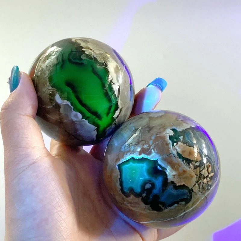 9 Pieces Volcano Agate Spheres Balls(UV-Reactive) - Image 6