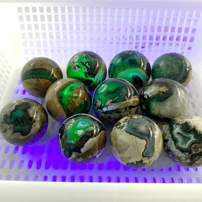 11 Pieces Volcano Agate Sphere(UV-Reactive) - Image 2