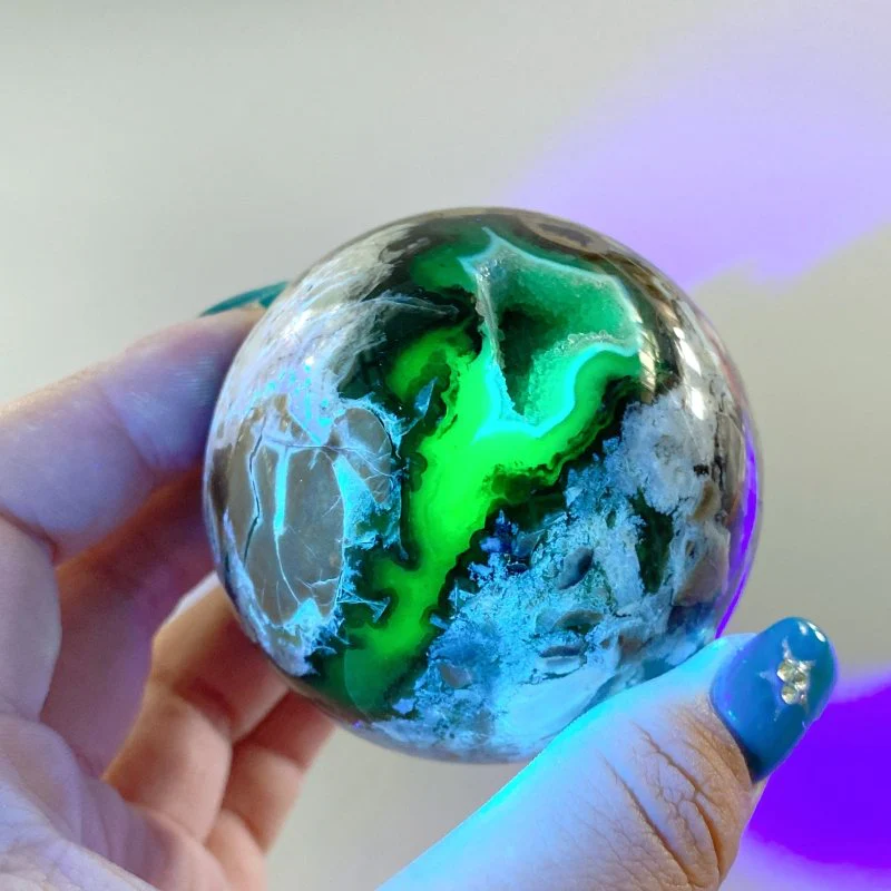 11 Pieces Volcano Agate Sphere(UV-Reactive) - Image 4