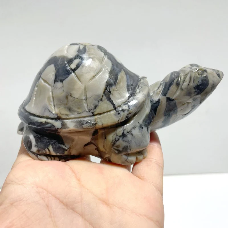 9 Pieces Volcano Agate Turtle Carving(UV-Reactive) - Image 5