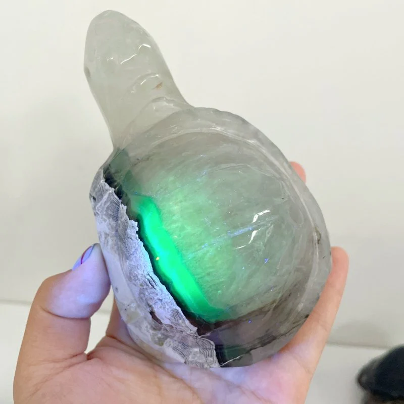 9 Pieces Volcano Agate Turtle Carving(UV-Reactive) - Image 8