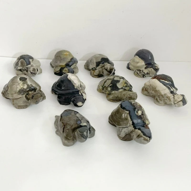 10 Pieces Volcano Agate Turtle Carving(UV-Reactive)