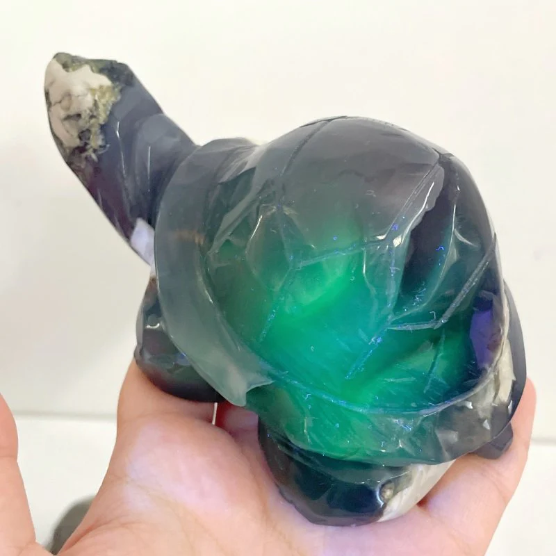 10 Pieces Volcano Agate Turtle Carving(UV-Reactive) - Image 2