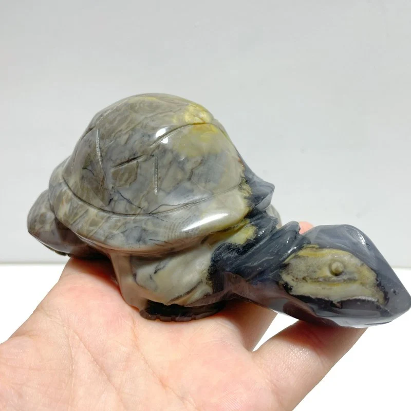 10 Pieces Volcano Agate Turtle Carving(UV-Reactive) - Image 5