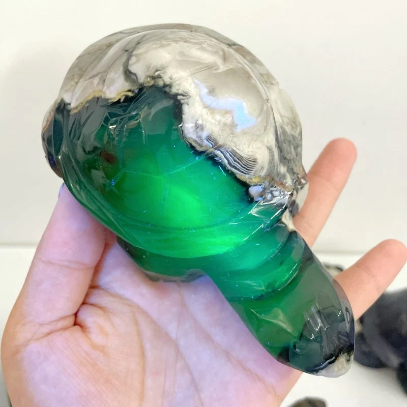 10 Pieces Volcano Agate Turtle Carving(UV-Reactive) - Image 6