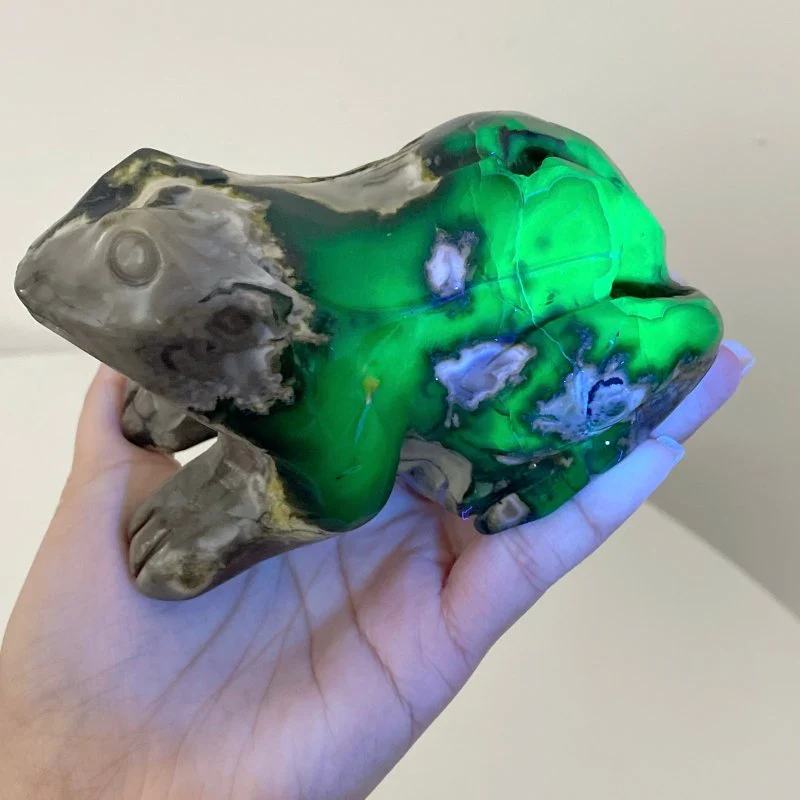 16 Pieces Volcano Agate Frog Carving(UV-Reactive) Closeout (Defective) - Image 8