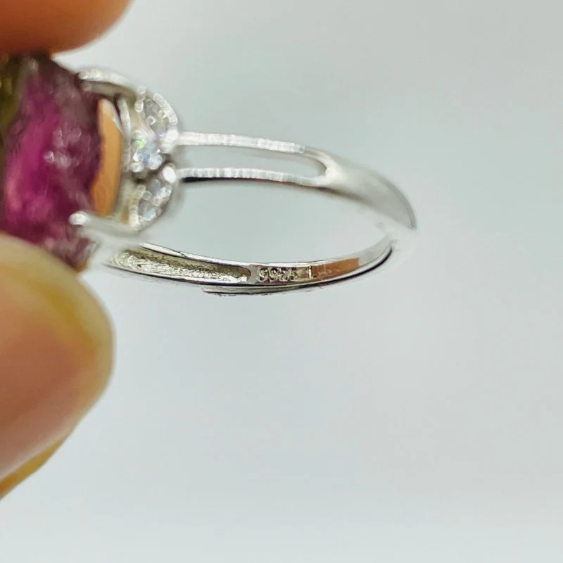 32 Pieces S925 Raw Watermelon Tourmaline Different Styles Ring - Image 5