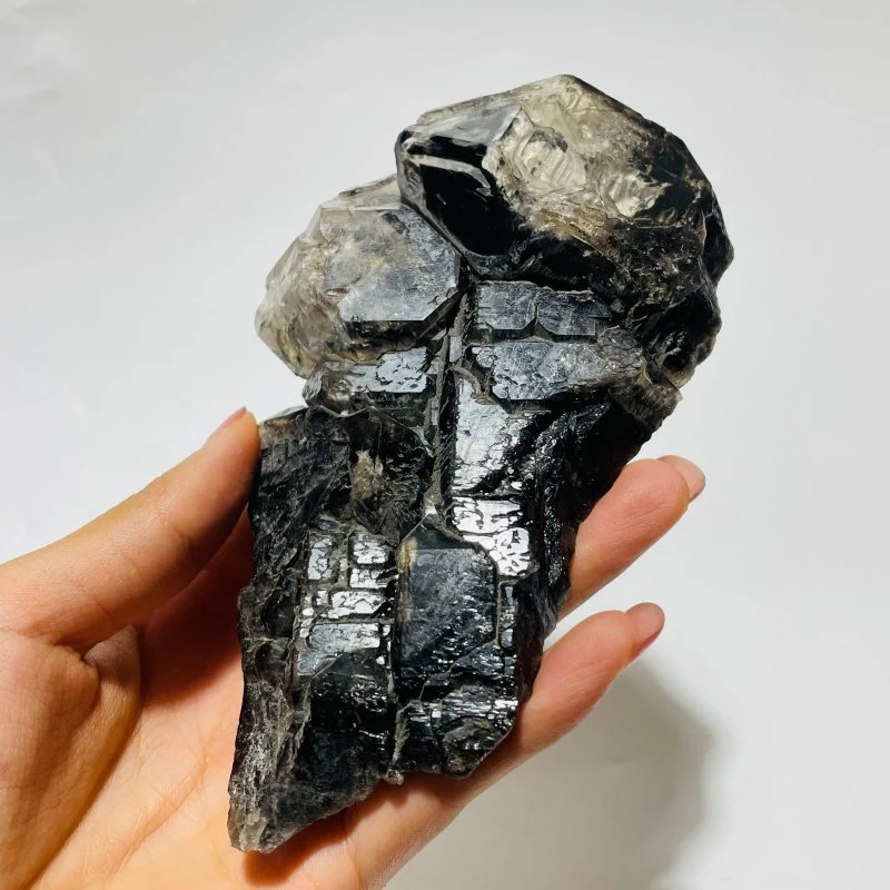 White Dry Quicksand Moving Bubble Enhydro Smoky Quartz Backbone Raw Quartz - Image 3