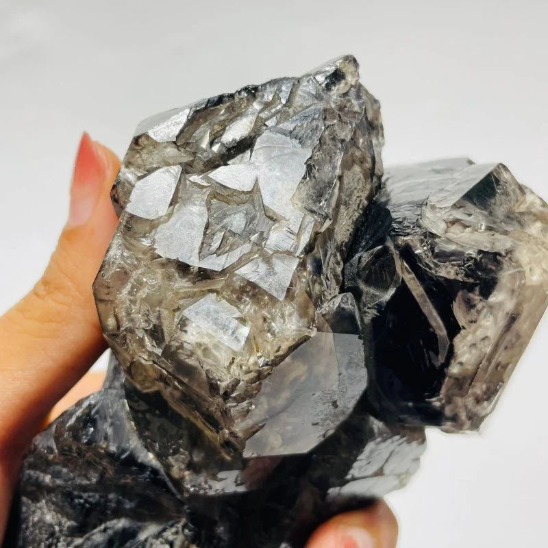 White Dry Quicksand Moving Bubble Enhydro Smoky Quartz Backbone Raw Quartz - Image 4