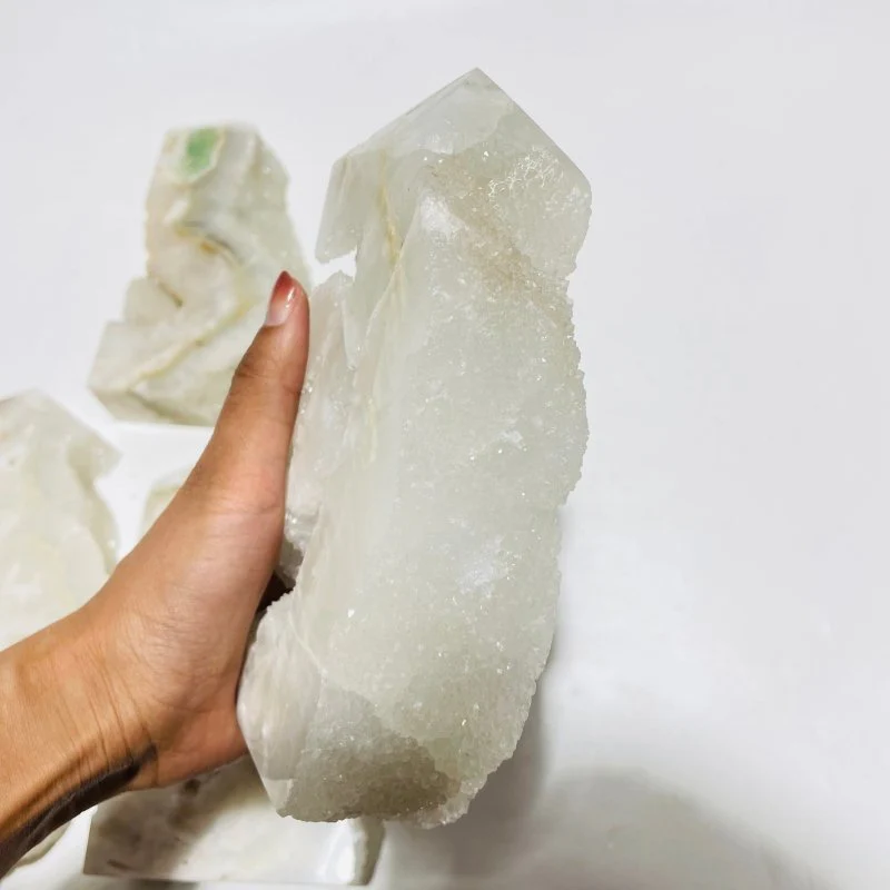 5 Pieces Large White Fluorite Druzy Geode Points - Image 2