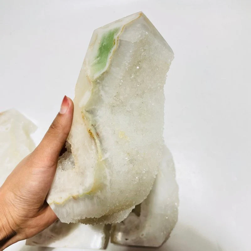 5 Pieces Large White Fluorite Druzy Geode Points - Image 3