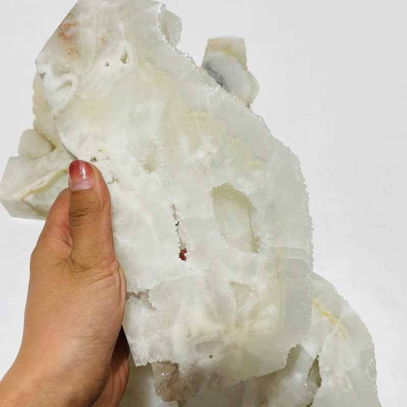 5 Pieces Large White Fluorite Druzy Geode Points - Image 4