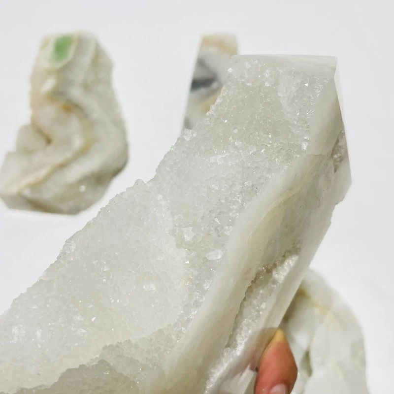 5 Pieces Large White Fluorite Druzy Geode Points - Image 5