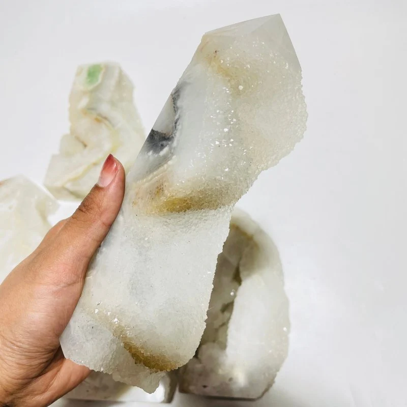 5 Pieces Large White Fluorite Druzy Geode Points - Image 6
