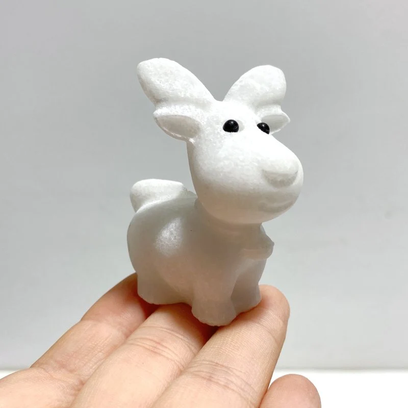 White Marble Christmas Moose Carving Wholesale - Image 3