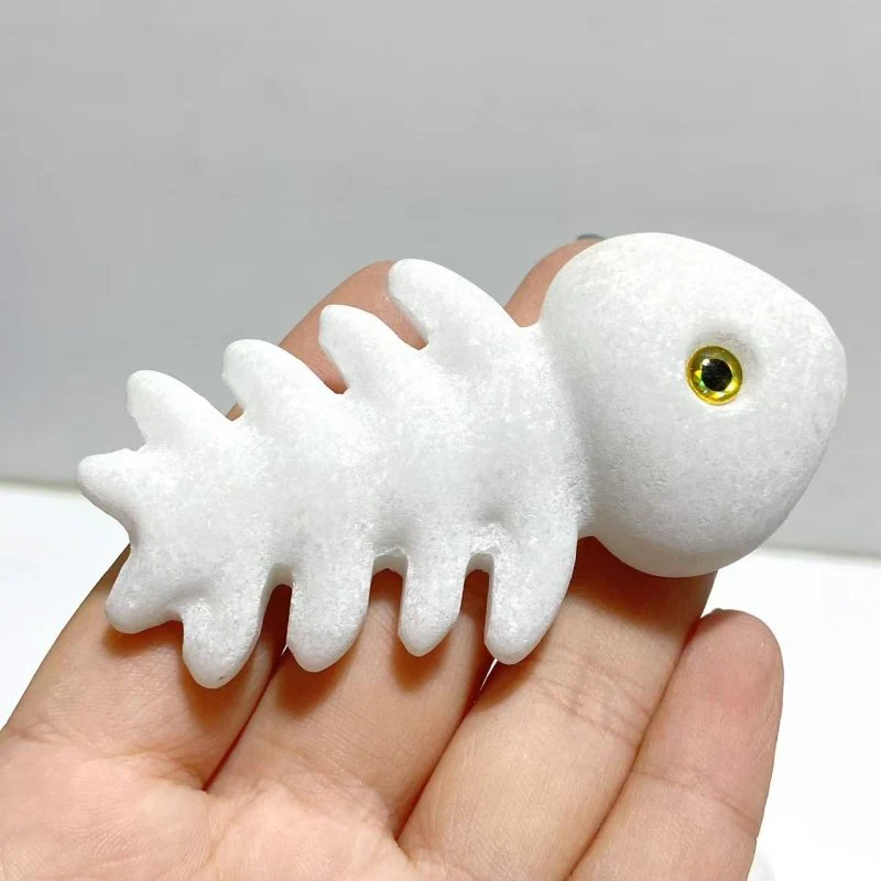 White Marble Fish Bone Carving Wholesale - Image 3