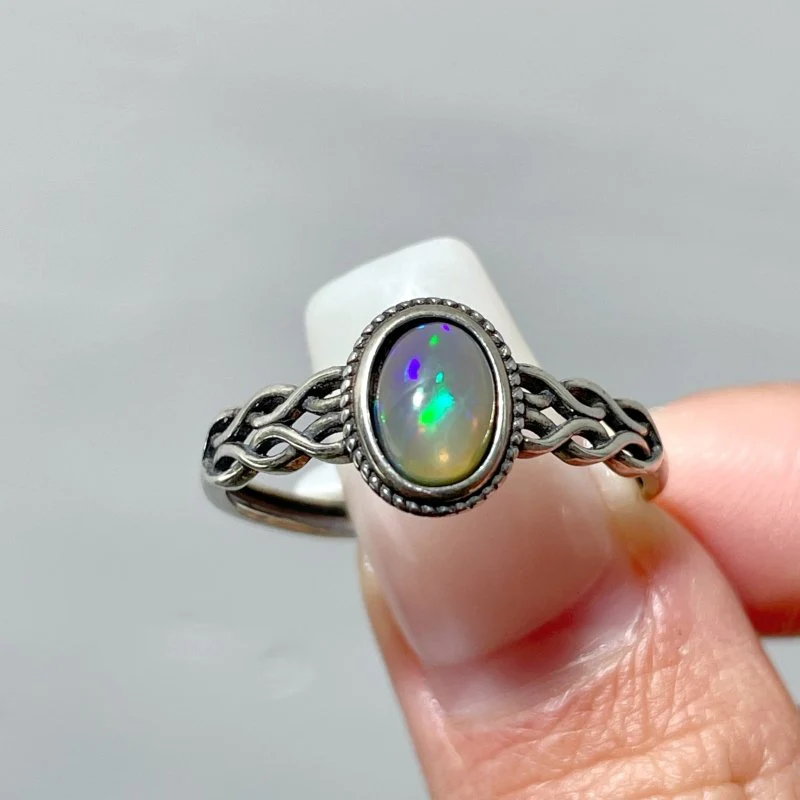 #2 Silver Ring Wholesale White Opal Colorful Opal Moonstone - Image 2