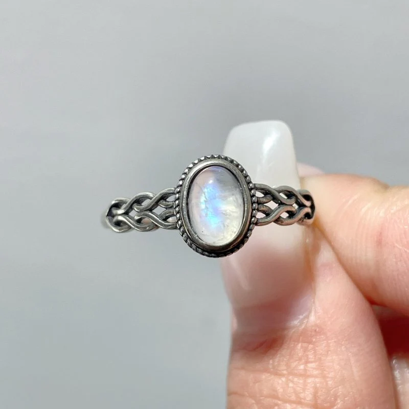 #2 Silver Ring Wholesale White Opal Colorful Opal Moonstone - Image 3