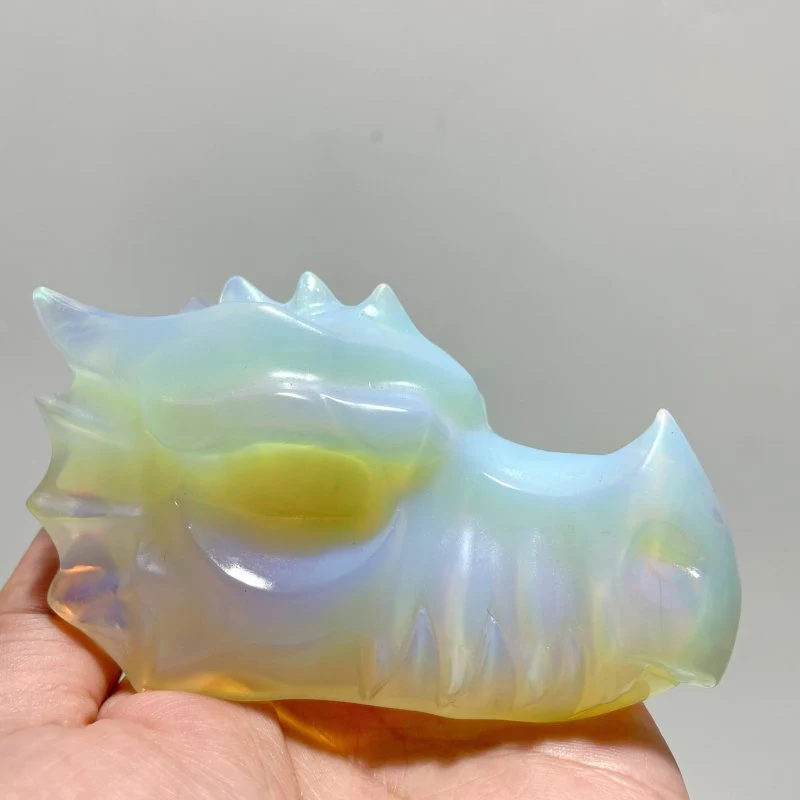 4in White Opalite Dragon Head Carving Wholesale - Image 2