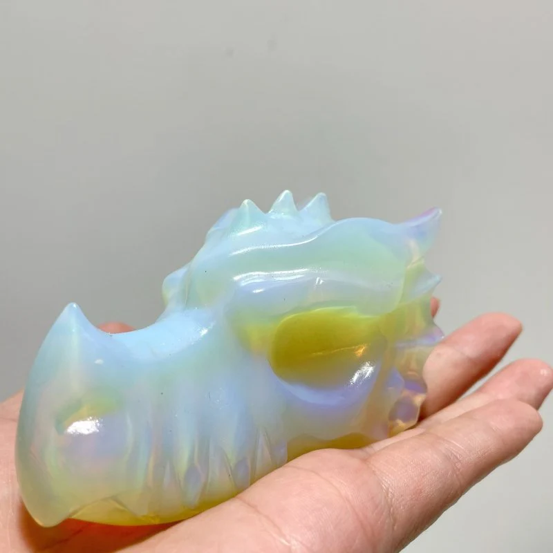 4in White Opalite Dragon Head Carving Wholesale - Image 3