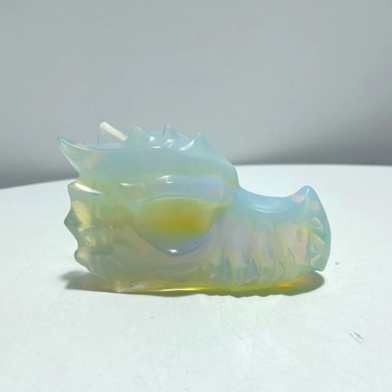 4in White Opalite Dragon Head Carving Wholesale - Image 4