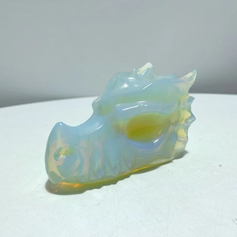 4in White Opalite Dragon Head Carving Wholesale - Image 5