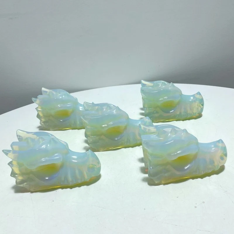 4in White Opalite Dragon Head Carving Wholesale - Image 7