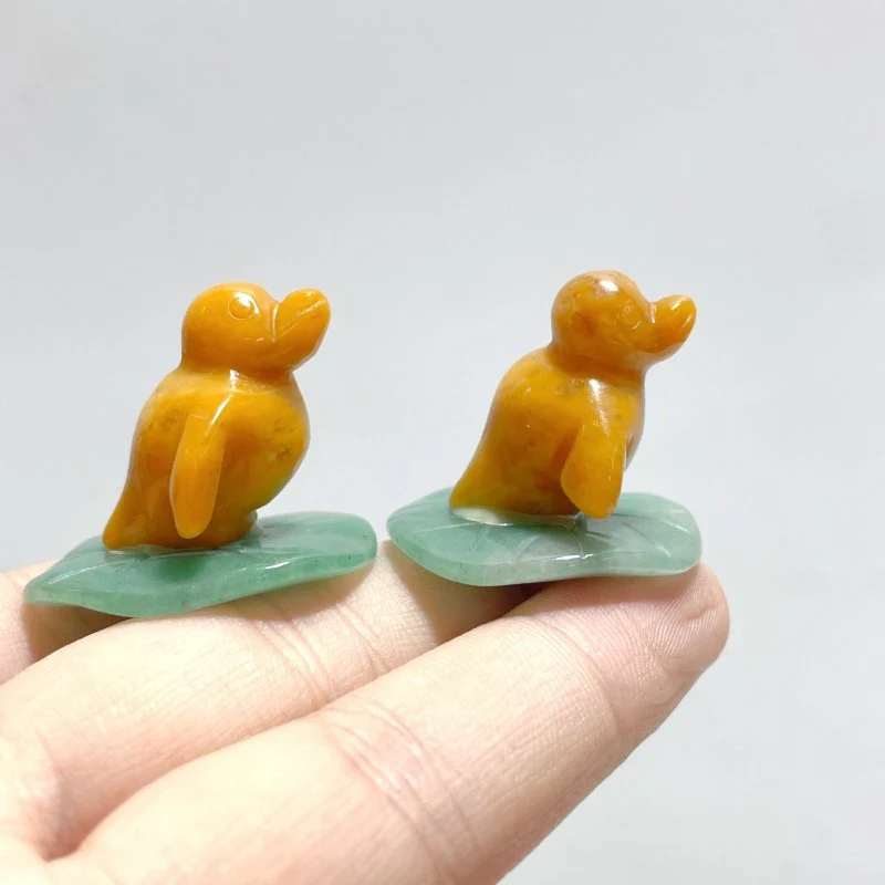 Yellow Agate Duck On Leaf Mini Carving Wholesale - Image 5