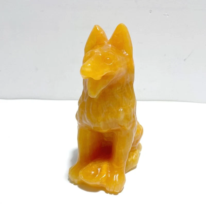 Large Yellow Calcite Dog Carving Wholesale - Image 2