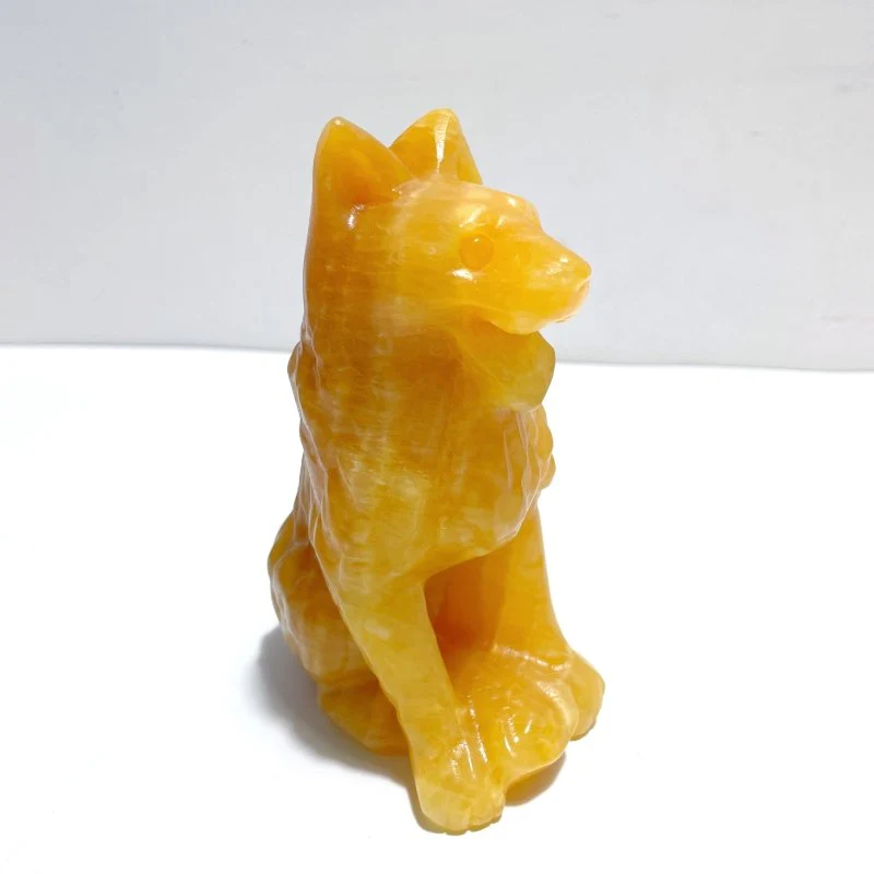 Large Yellow Calcite Dog Carving Wholesale - Image 3