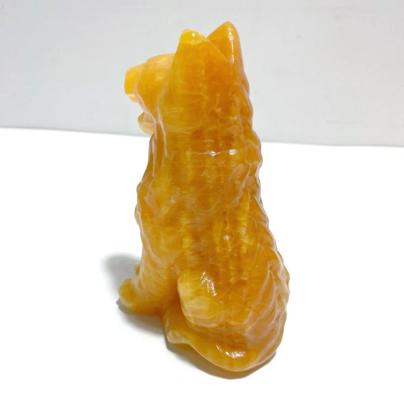 Large Yellow Calcite Dog Carving Wholesale - Image 5