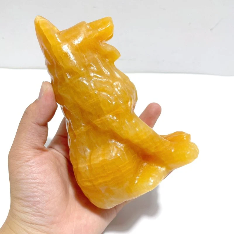 Large Yellow Calcite Dog Carving Wholesale - Image 6