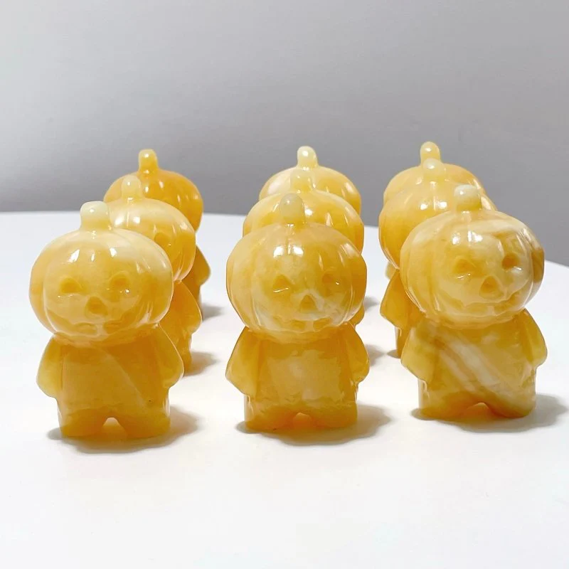 Yellow Calcite Halloween Baby Pumpkin Carving Wholesale