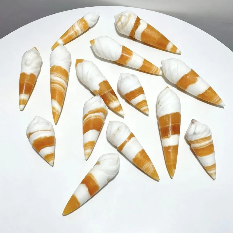 14 Pieces Yellow Calcite Ice Cream Carving