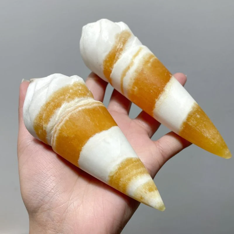 14 Pieces Yellow Calcite Ice Cream Carving - Image 2