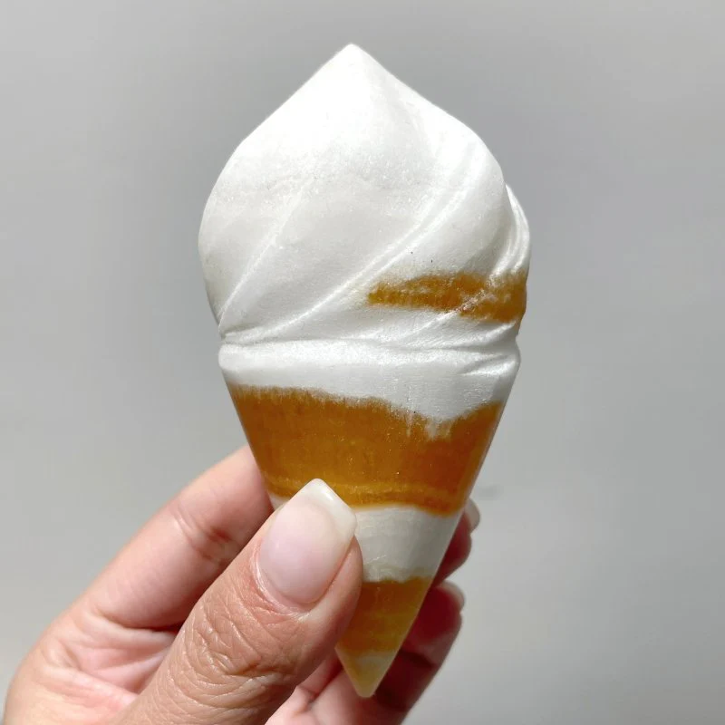 14 Pieces Yellow Calcite Ice Cream Carving - Image 3