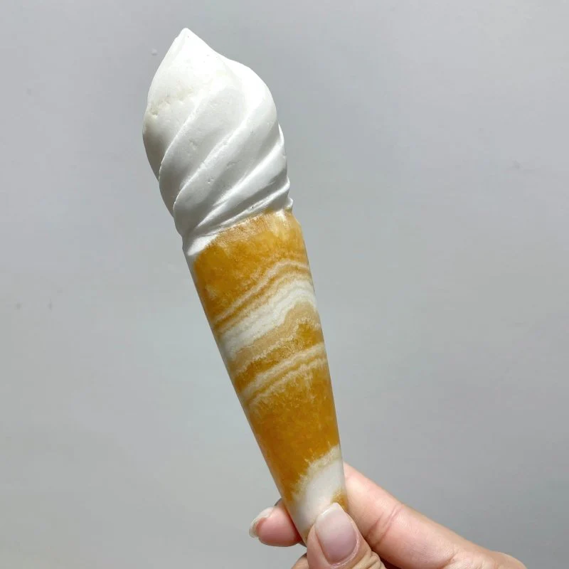 14 Pieces Yellow Calcite Ice Cream Carving - Image 4