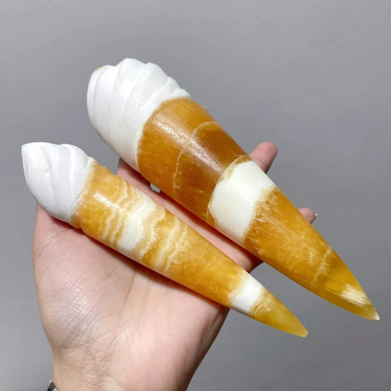 14 Pieces Yellow Calcite Ice Cream Carving - Image 5