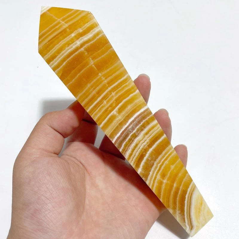 3 Pieces Yellow Calcite Magic Scepter Wand Points With Stand - Image 3