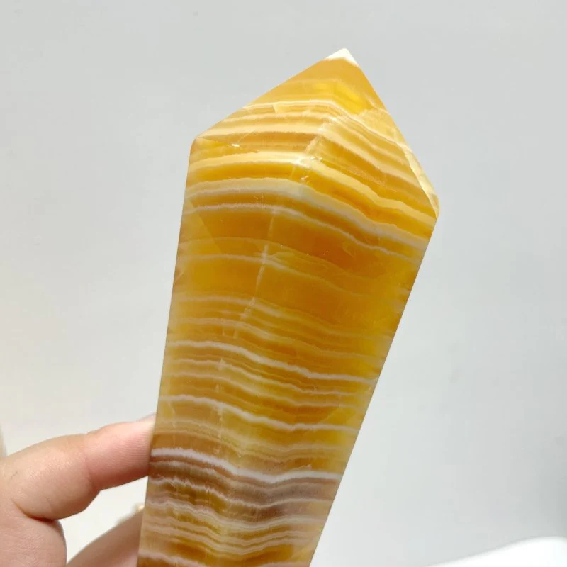 3 Pieces Yellow Calcite Magic Scepter Wand Points With Stand - Image 4