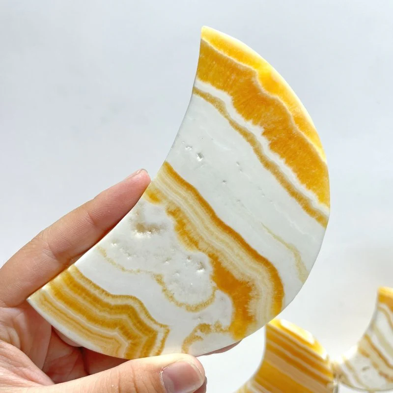 8 Pieces Beautiful Yellow Calcite Moon With Stand - Image 4
