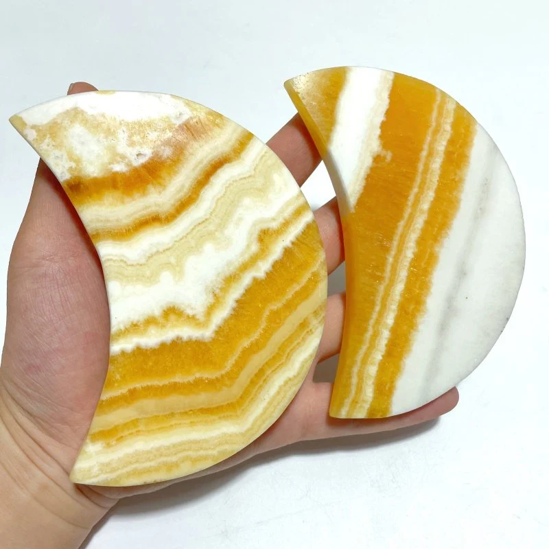 8 Pieces Beautiful Yellow Calcite Moon With Stand - Image 6